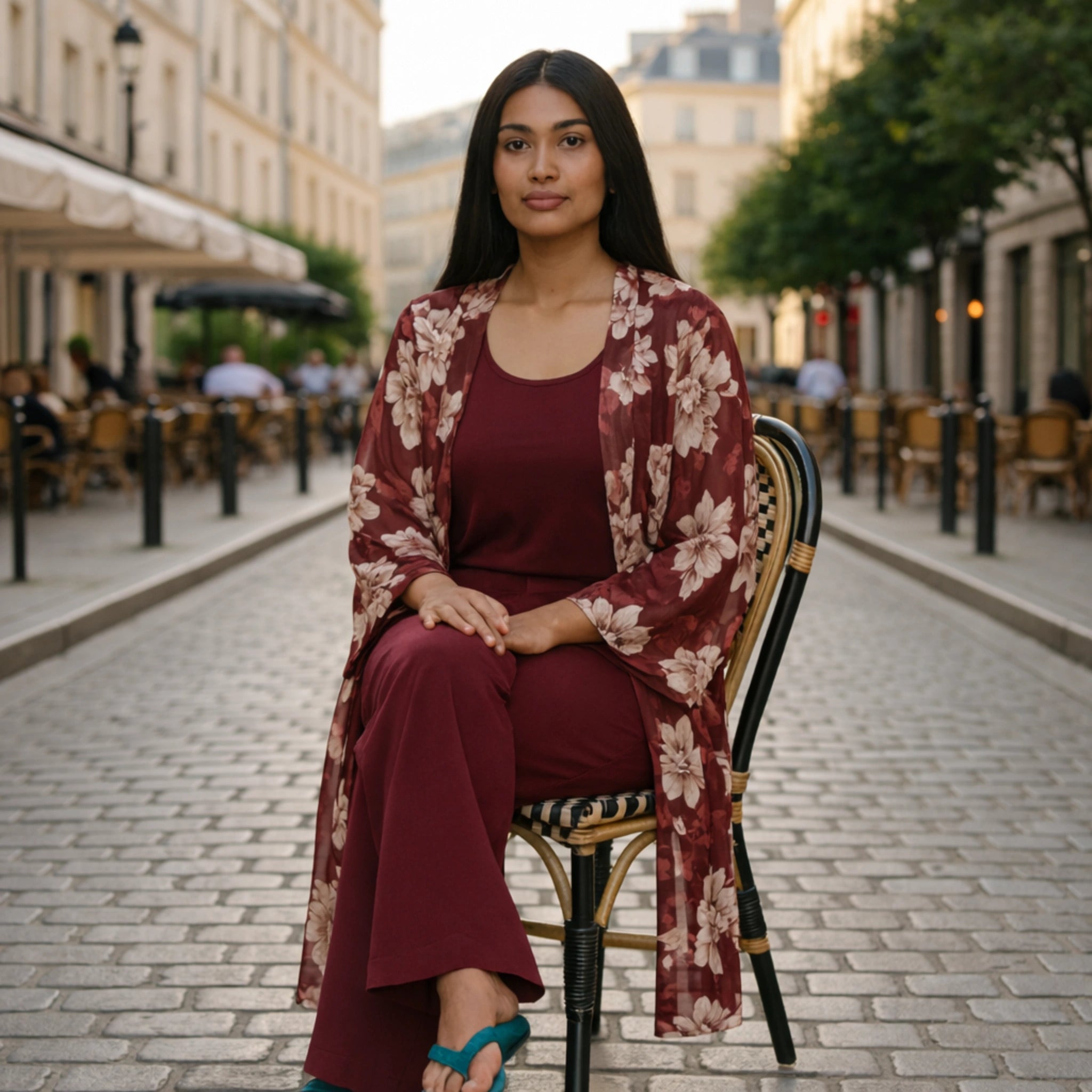 Burgundy Printed Satin Co-Ord Set | Luxury Elegant Outfit

