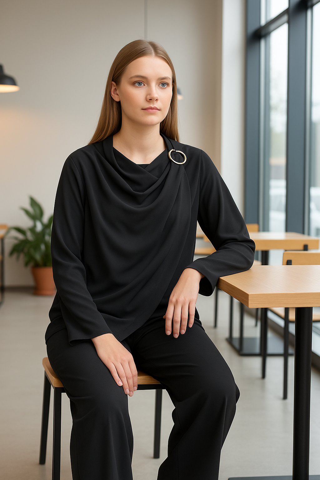 Draped side buckle coord set