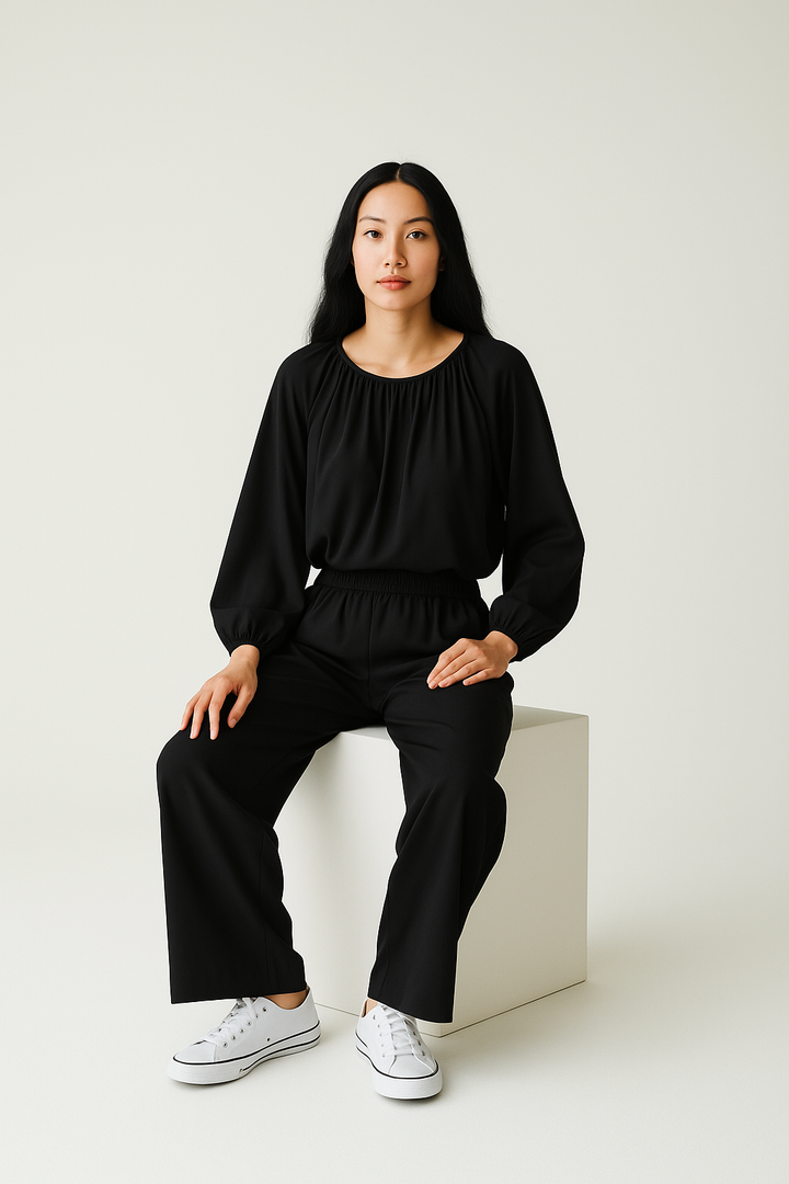 Cotton gathered neck coord set