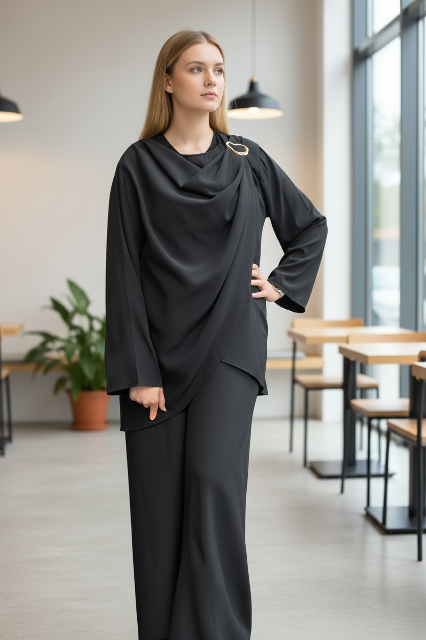 Draped side buckle coord set