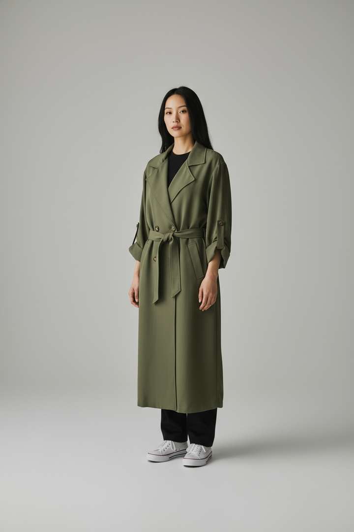 Trench jacket button detail in cuff