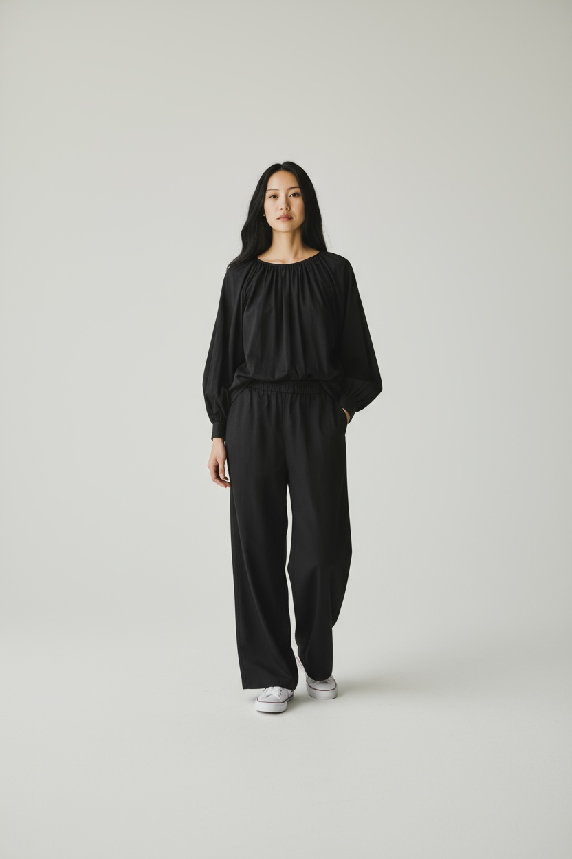 Cotton gathered neck coord set