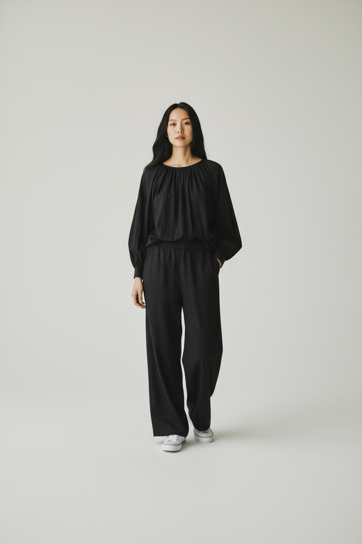 Cotton gathered neck coord set