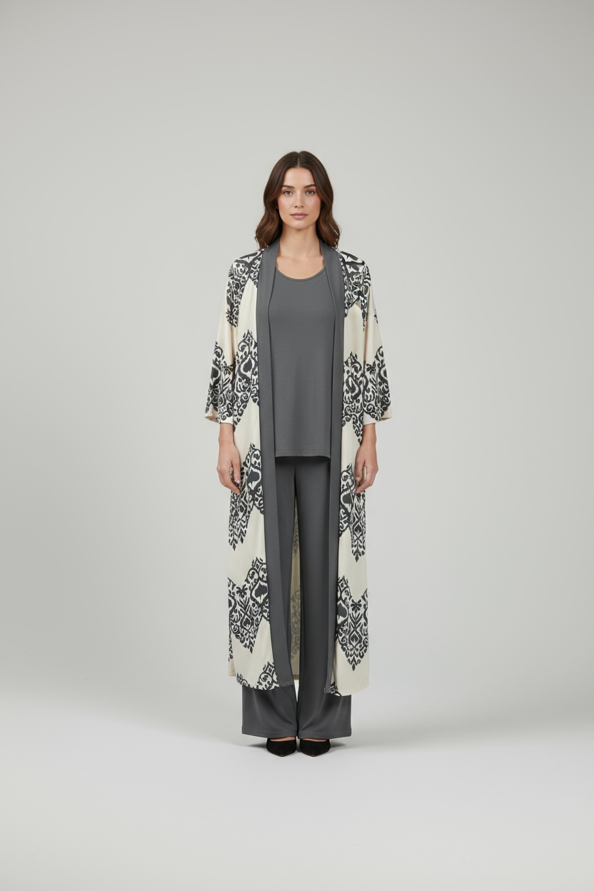 Three piece printed crepe coord set