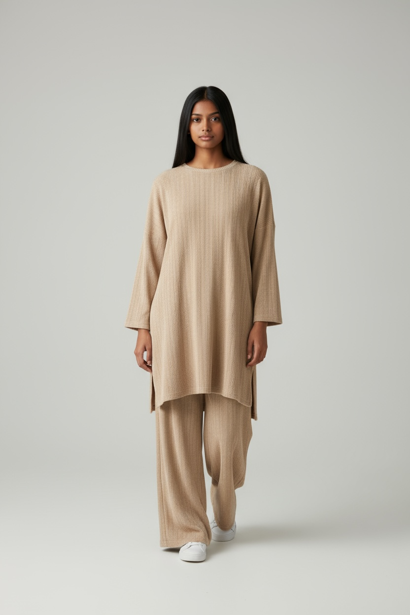 Knitted rib coord set