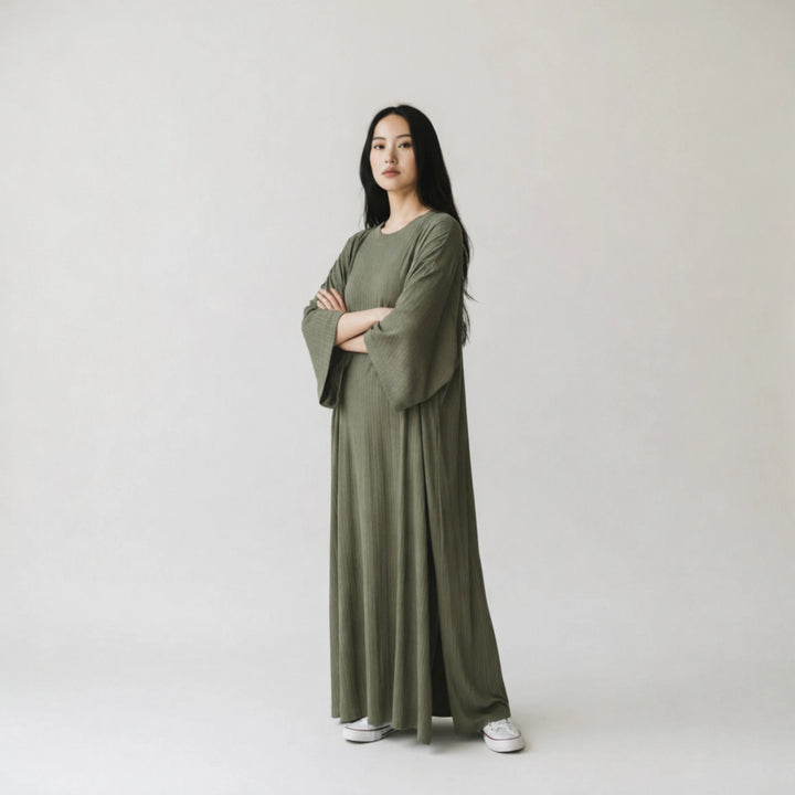 Mocha Maxi Round Neck Dress | Elegant Modest Everyday & Occasion Wear (One Size 8–18)