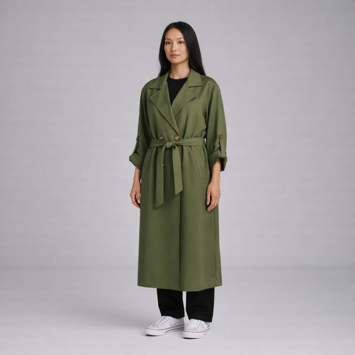 Trench Jacket with Button Cuff Detail | Classic Tailored Outerwear with Adjustable Fit