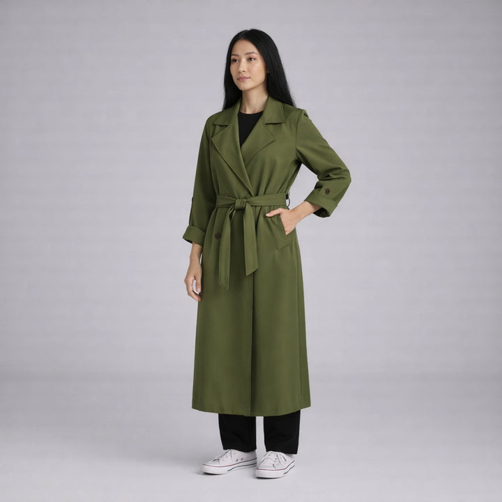 Trench Jacket with Button Cuff Detail | Classic Tailored Outerwear with Adjustable Fit