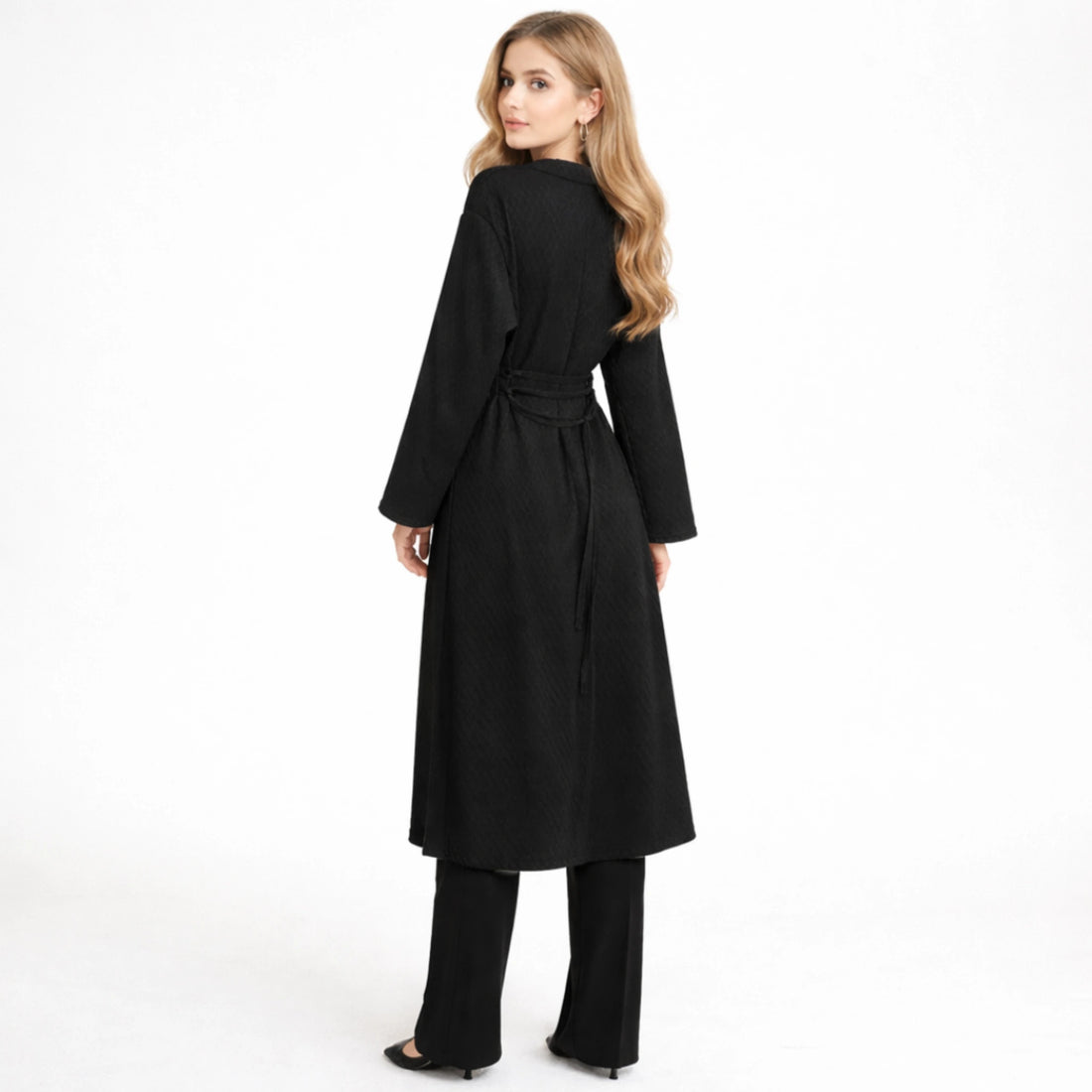 Women’s Black Textured Long Knit Maxi Dress | Maxi Dress

