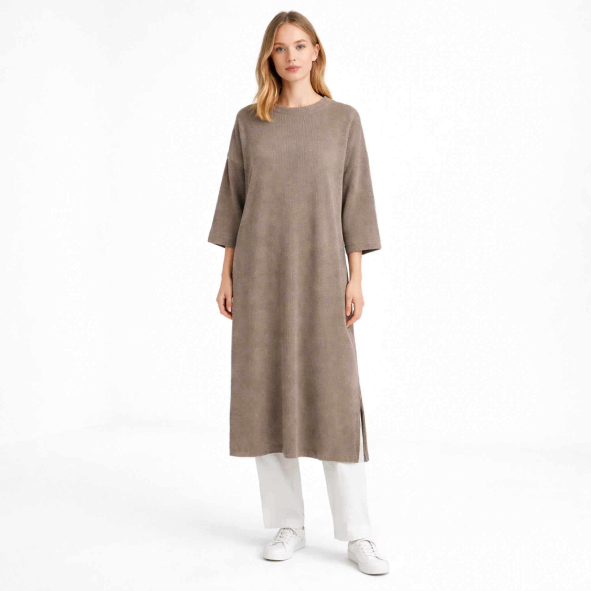 Women’s Green Ribbed Long Knit Maxi Dress | Modest Casual Elegant Everyday Wear