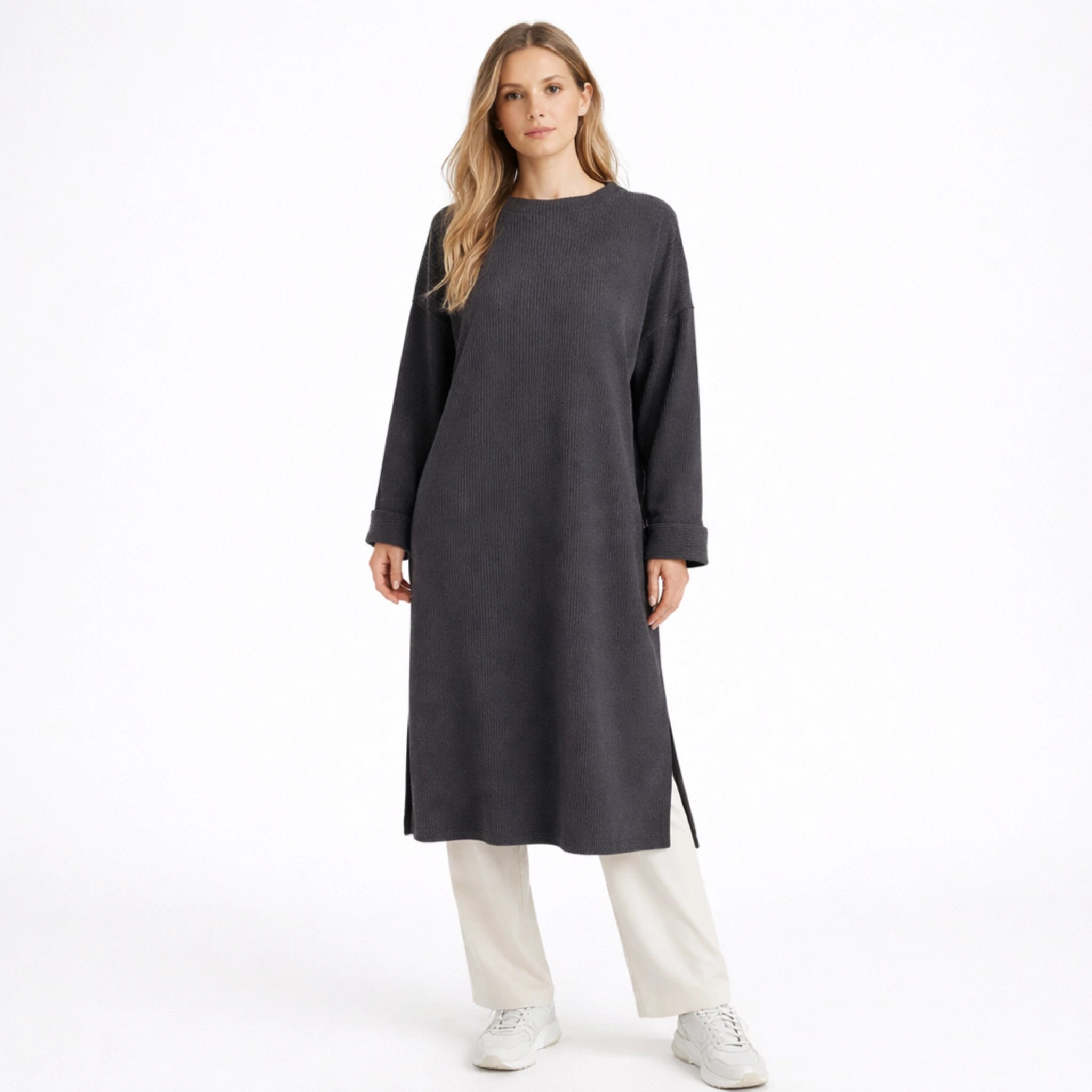 Women’s Green Ribbed Long Knit Maxi Dress | Modest Casual Elegant Everyday Wear